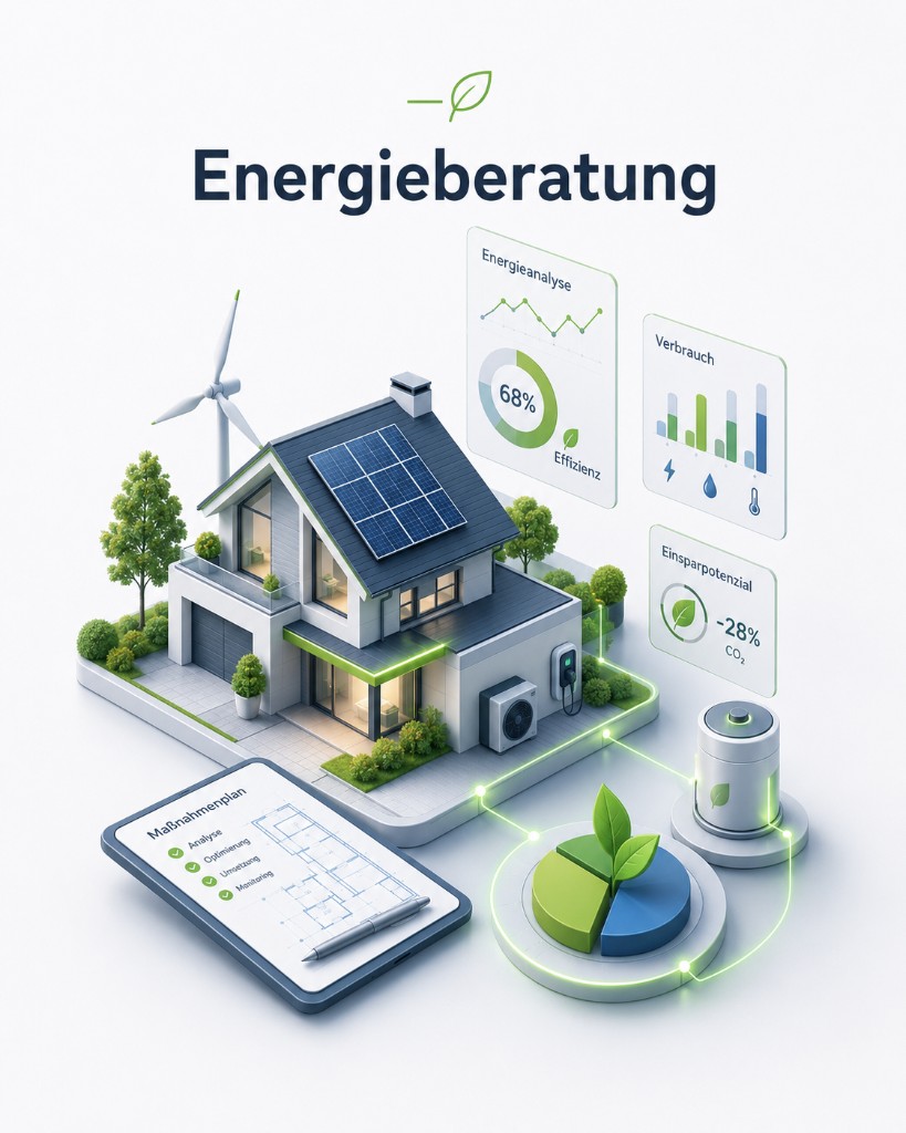 Illustration Energieberatung und Verbrauchsausweis